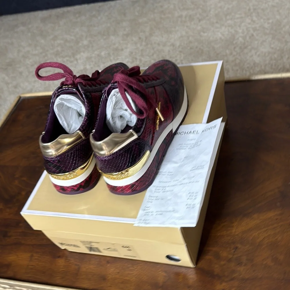 Michael Kors Women's Burgundy Sneakers - Picture 8 of 9